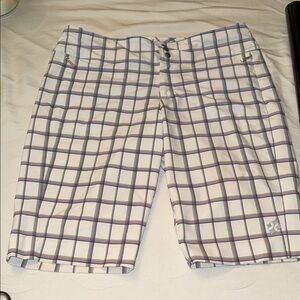 Jofit White pink, green and blue and gray Flat Front Shorts